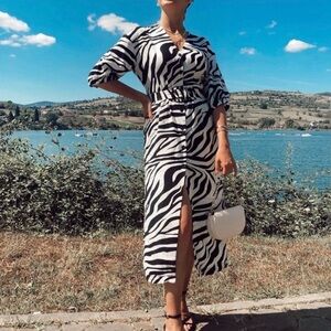 ZARA ANIMAL ZEBRA PRINT DRESS - Medium